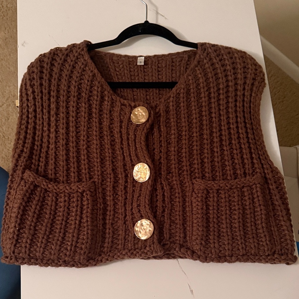 Chunky Brown Knit Sweater Vest